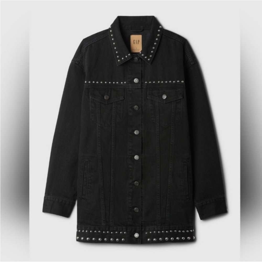Gap Studded oversized icon Black
Denim Jacket new moto medium jean punk biker - Picture 14 of 14